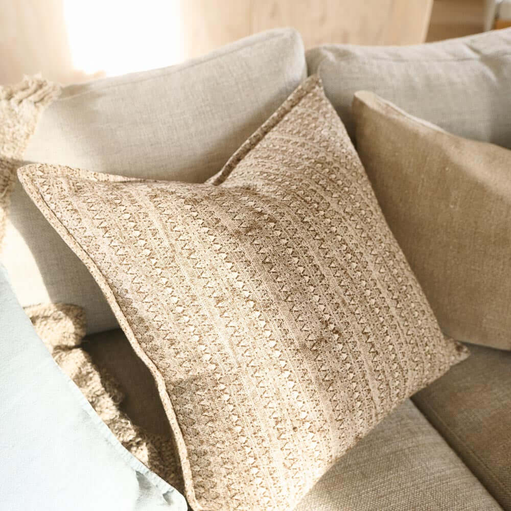 Lowan Cushion Natural/Chocolate Home on Darley Mona Vale