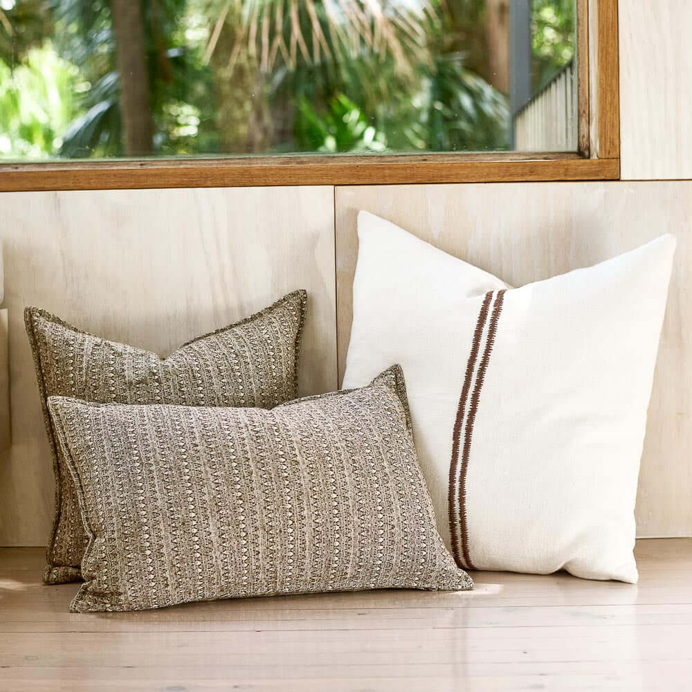 Lowan Cushion Natural/Chocolate Home on Darley Mona Vale