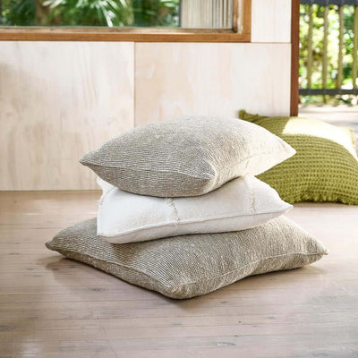 Verdure Linen Cushion Natural/Green Home on Darley Mona Vale