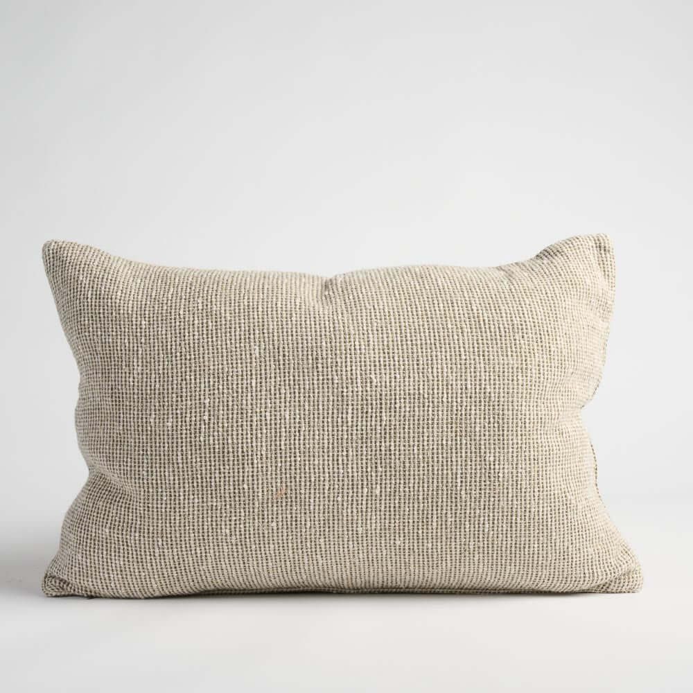 Verdure Linen Cushion Natural/Green Home on Darley Mona Vale