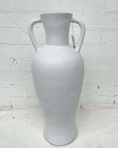 Round White Terracotta Vase