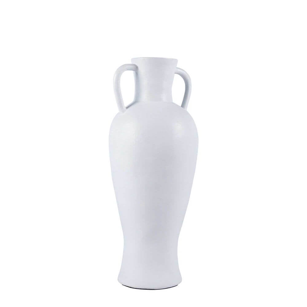 Round White Terracotta Vase